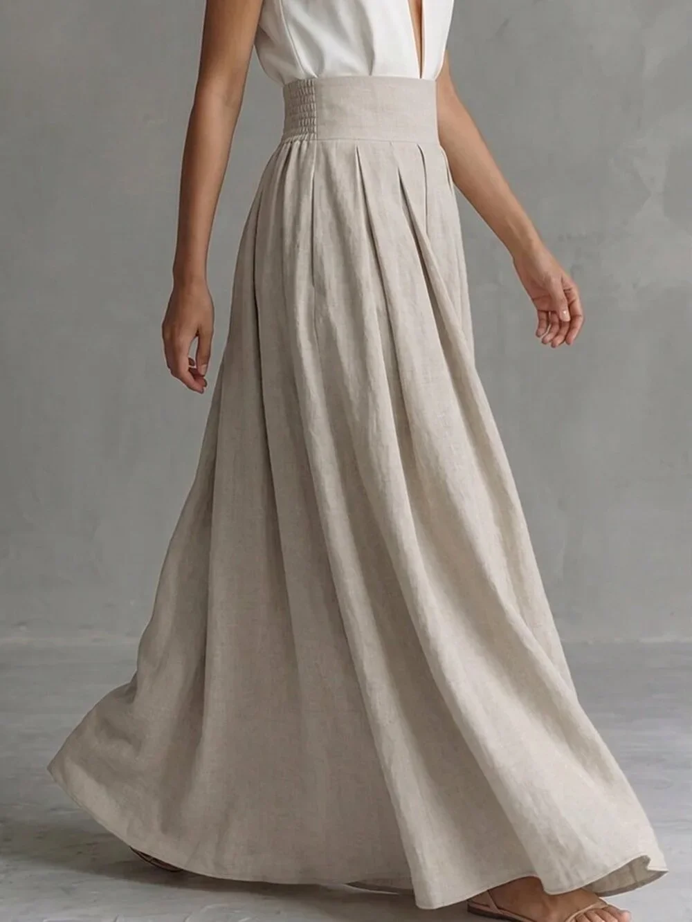 Beige Casual Women's Elegant Loose Skirt